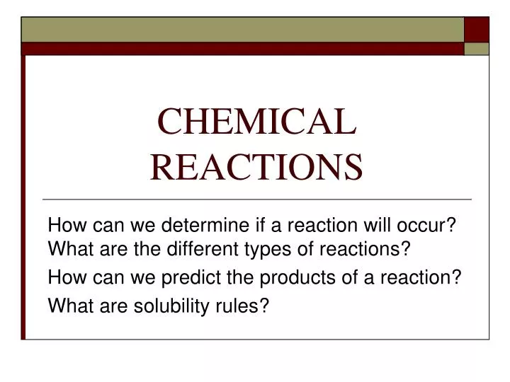 chemical reactions