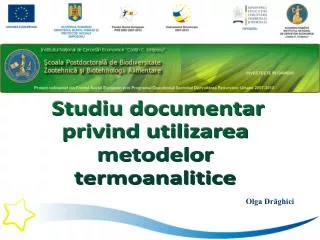 Studiu documentar privind utilizarea metodelor termoanalitice