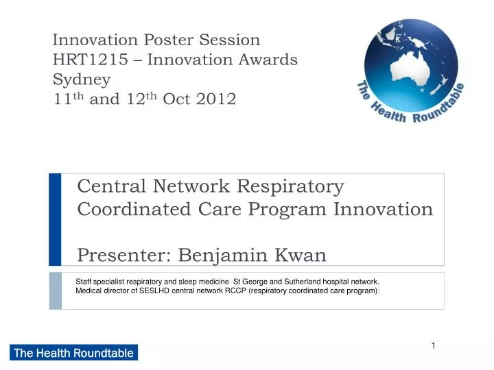 central network respiratory coordinated care program innovation presenter benjamin kwan