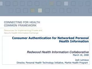 Consumer Authentication for Networked Personal Health Information