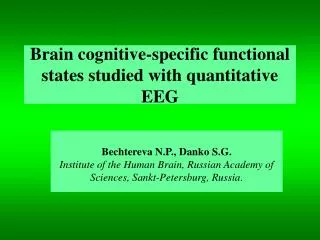 Brain cognitive-specific functional states studied with quantitative EEG