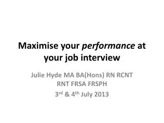 Maximise your performance at your job interview