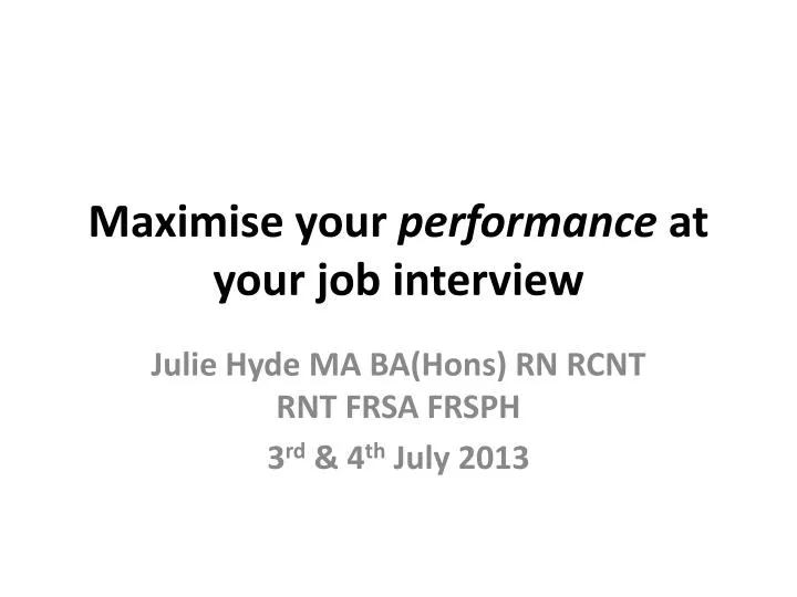 maximise your performance at your job interview