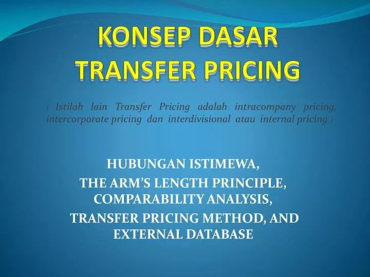 konsep dasar transfer pricing