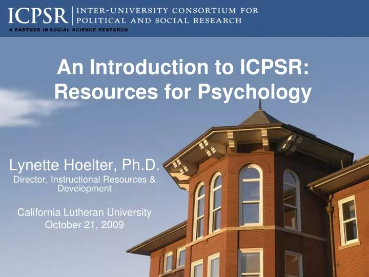 an introduction to icpsr resources for psychology