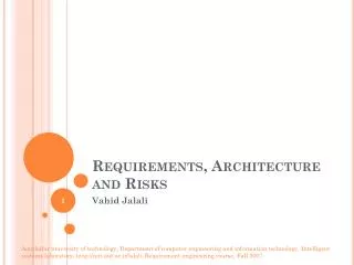 Requirements, Architecture and Risks