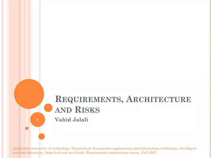 requirements architecture and risks