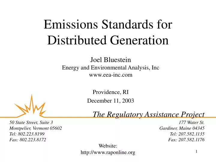 emissions standards for distributed generation