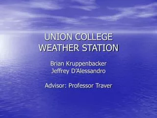UNION COLLEGE WEATHER STATION