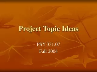 Project Topic Ideas