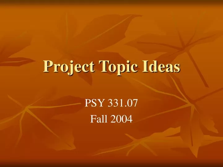 project topic ideas
