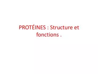 prot ines structure et fonctions
