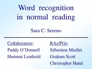 Word recognition in normal reading