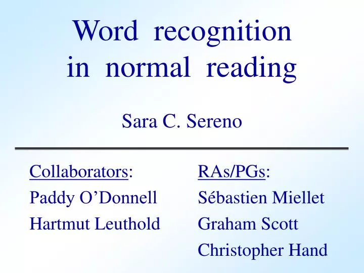 word recognition in normal reading