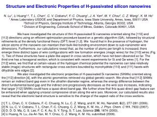 Structure and Electronic Properties of H-passivated silicon nanowires