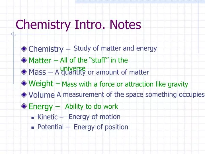 chemistry intro notes