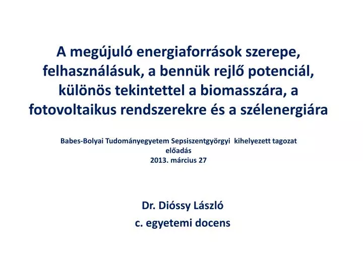 dr di ssy l szl c egyetemi docens