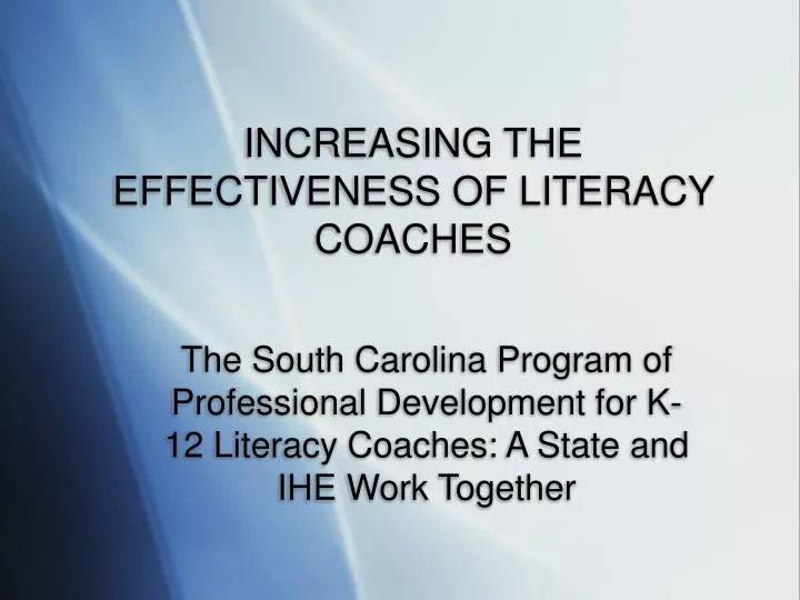 increasing the effectiveness of literacy coaches