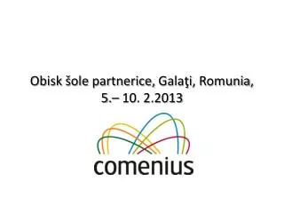 Obisk šole partnerice, Galaţi , Romunia , 5.– 10. 2.2013