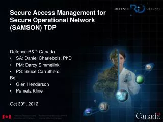 Secure Access Management for Secure Operational Network (SAMSON) TDP