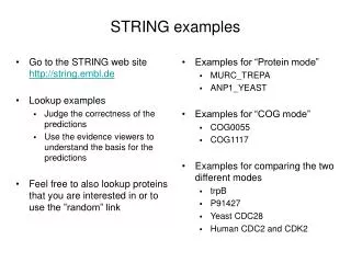 STRING examples