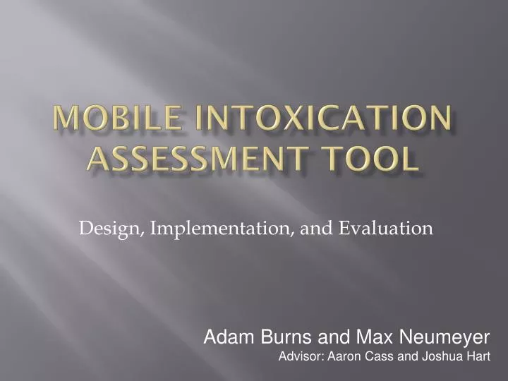 mobile intoxication assessment tool