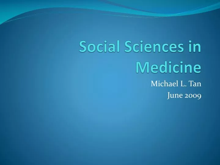 social sciences in medicine