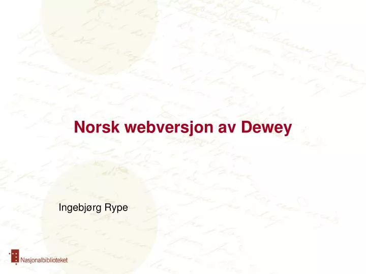 norsk webversjon av dewey