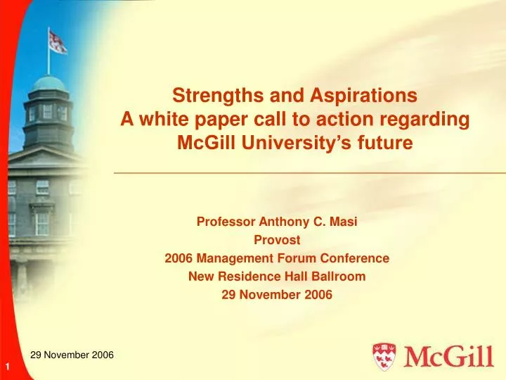 strengths and aspirations a white paper call to action regarding mcgill university s future