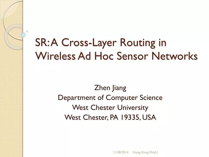 sr a cross layer routing in wireless ad hoc sensor networks