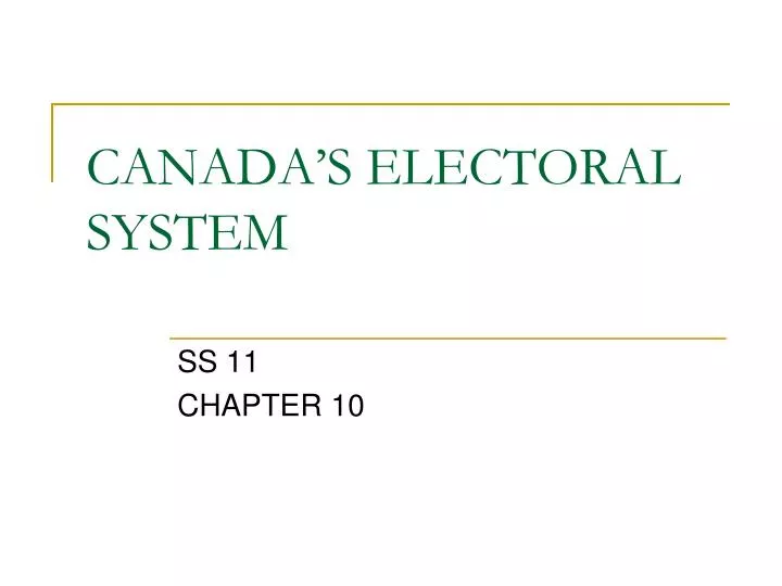 canada s electoral system