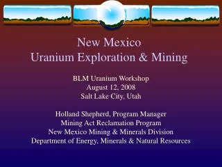 New Mexico Uranium Exploration &amp; Mining