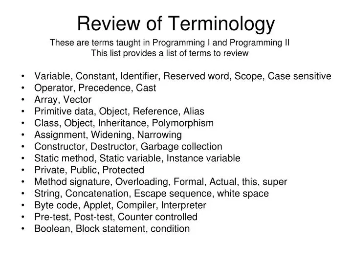 review of terminology