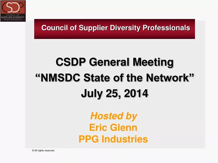 csdp general meeting nmsdc state of the network july 25 2014