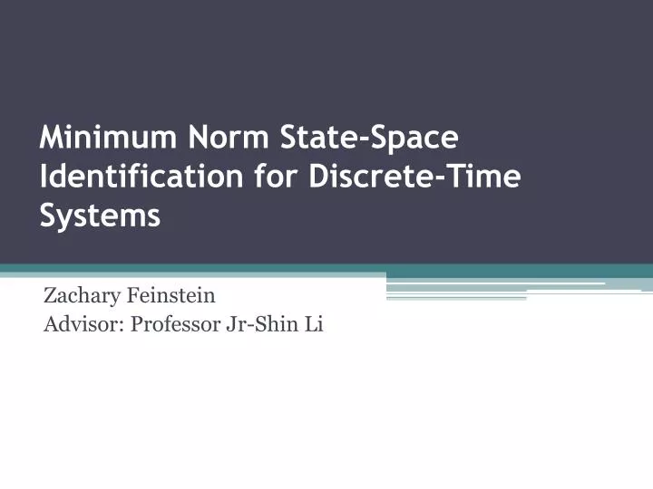 minimum norm state space identification for discrete time systems