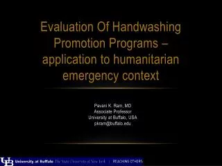 Evaluation Of Handwashing Promotion Programs – application to h umanitarian e mergency context