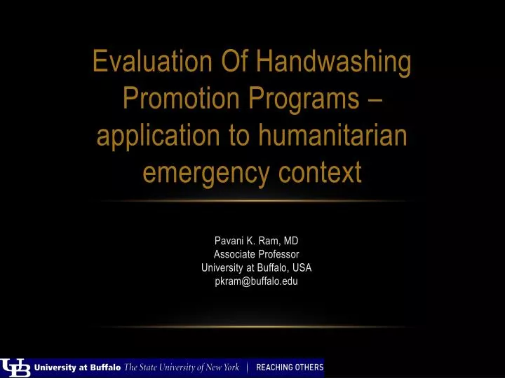 evaluation of handwashing promotion programs application to h umanitarian e mergency context