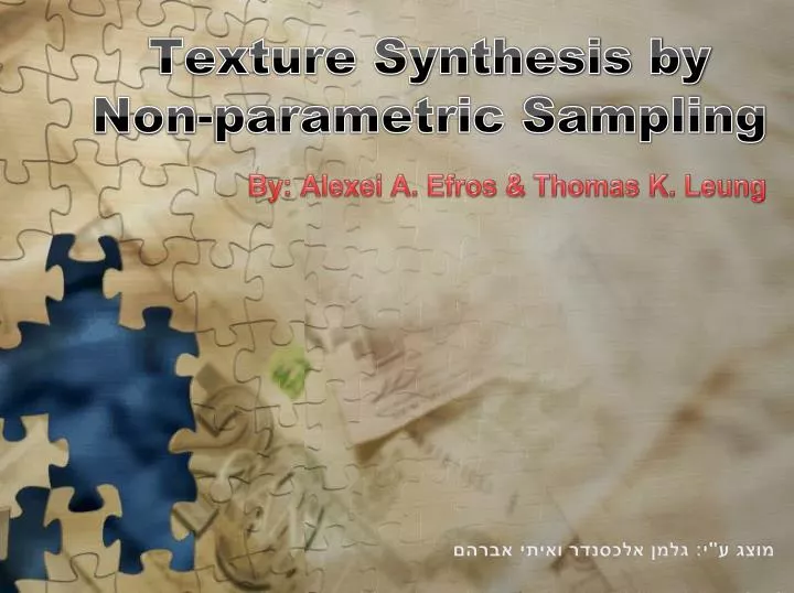 texture synthesis by non parametric sampling