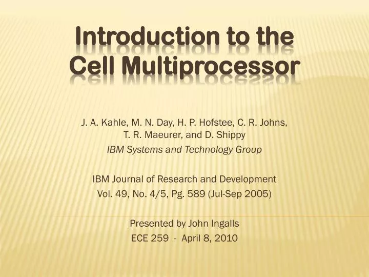 introduction to the cell multiprocessor