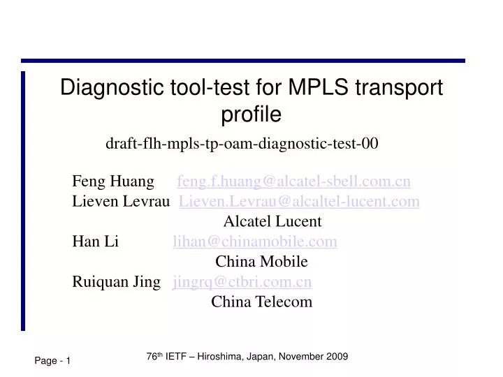 diagnostic tool test for mpls transport profile