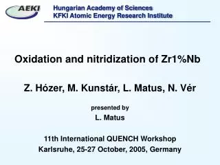 Oxidation and nitridization of Zr1%Nb