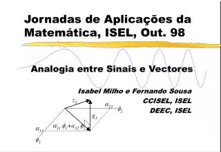Jornadas de Aplicações da Matemática, ISEL, Out. 98