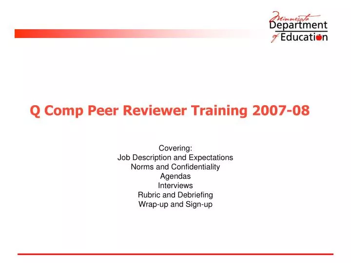 q comp peer reviewer training 2007 08