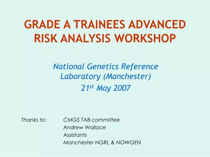 grade a trainees advanced risk analysis workshop