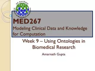 Week 9 – Using Ontologies in Biomedical Research
