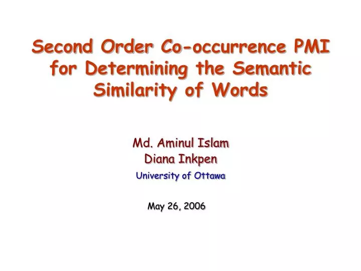 second order co occurrence pmi for determining the semantic similarity of words