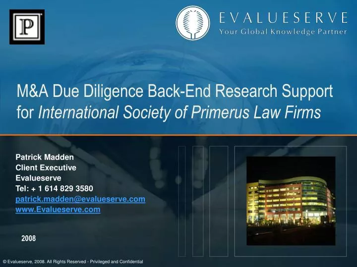 m a due diligence back end research support for international society of primerus law firms