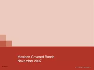 Mexican Covered Bonds November 2007