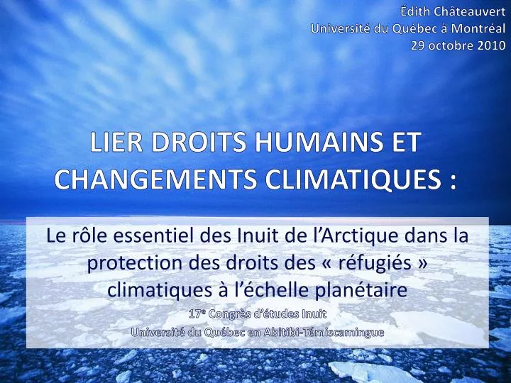 lier droits humains et changements climatiques