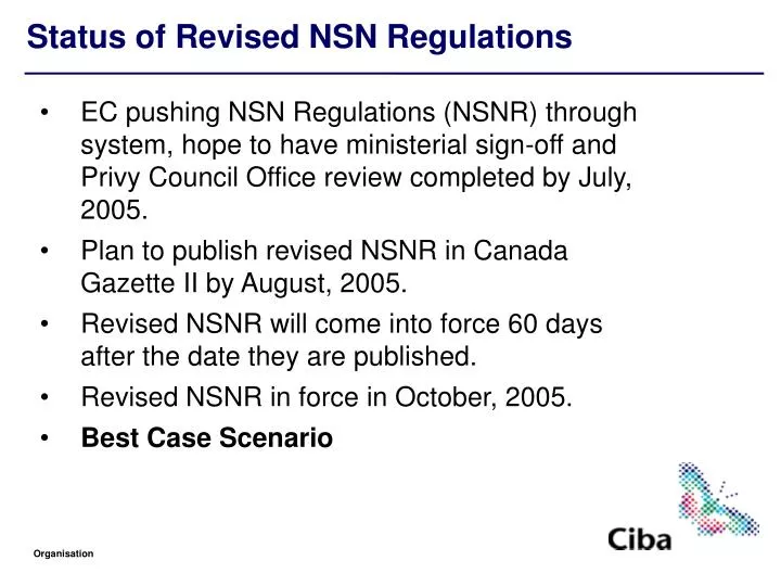 status of revised nsn regulations